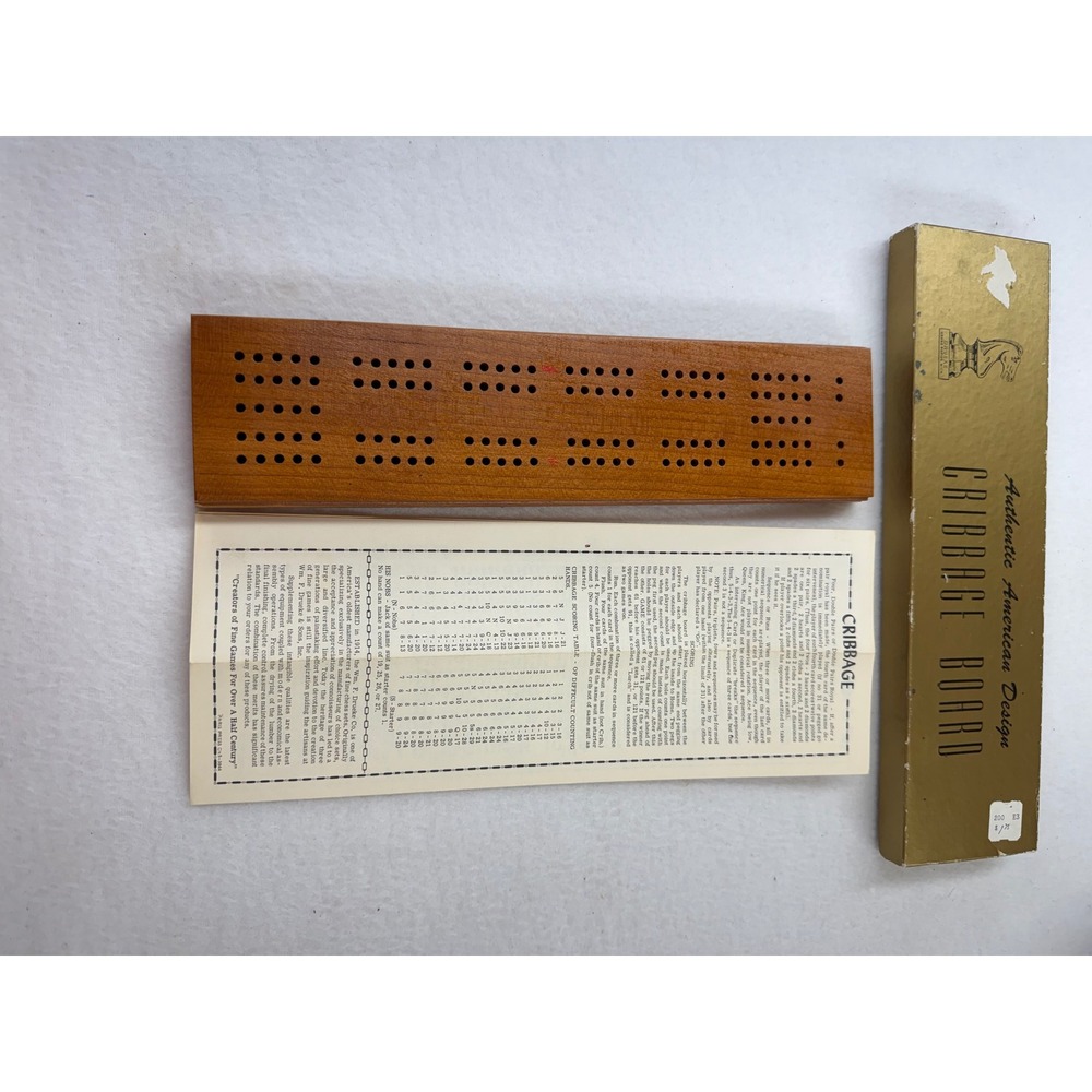 Vintage Drueke Cribbage Board Model 5 Wood Game with Box and Pegs Made in USA - Picture 5 of 5